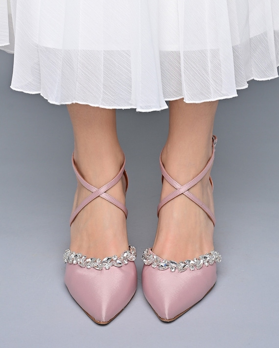 Wedding Shoes, Bridal Shoes, Satin Block Heels, Pointed Toe Blush Pink  Wedding Heels, Satin Pumps, Bridesmaids Shoes SATINA X LOVE -  Canada