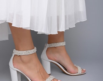 Custom Wedding Shoes for bride - White Bridal Shoes