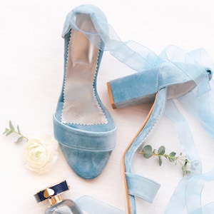 Blue Bridal Shoes - Wedding Block Heel Sandals, Something blue image 5