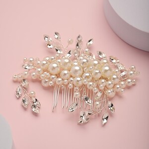 Crystal Bridal Hair Comb Pearl Wedding Hair Comb Bridal Comb Pearl Hair Comb Hair Comb for Wedding Bridal Hair Piece Hair Comb - CARLA