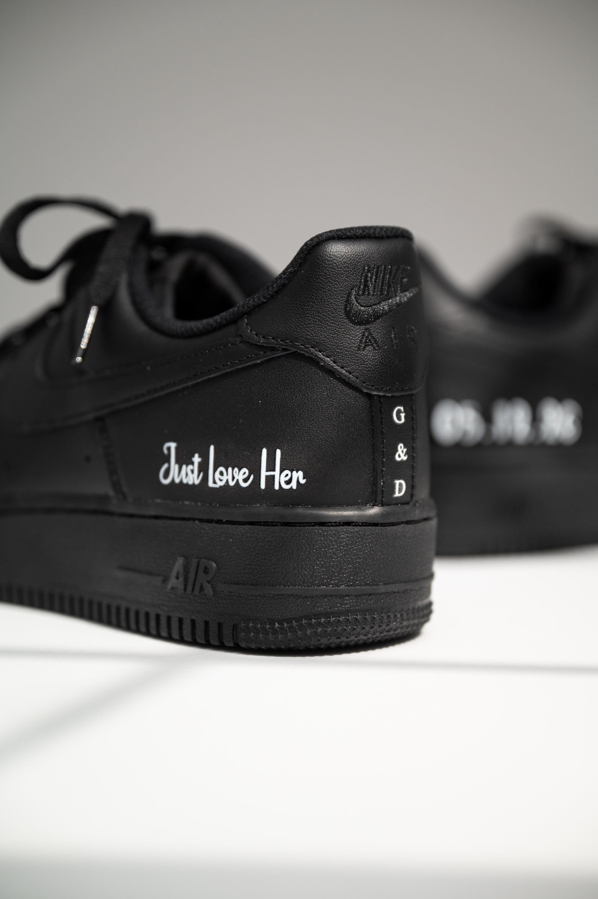 black air forces with writing
