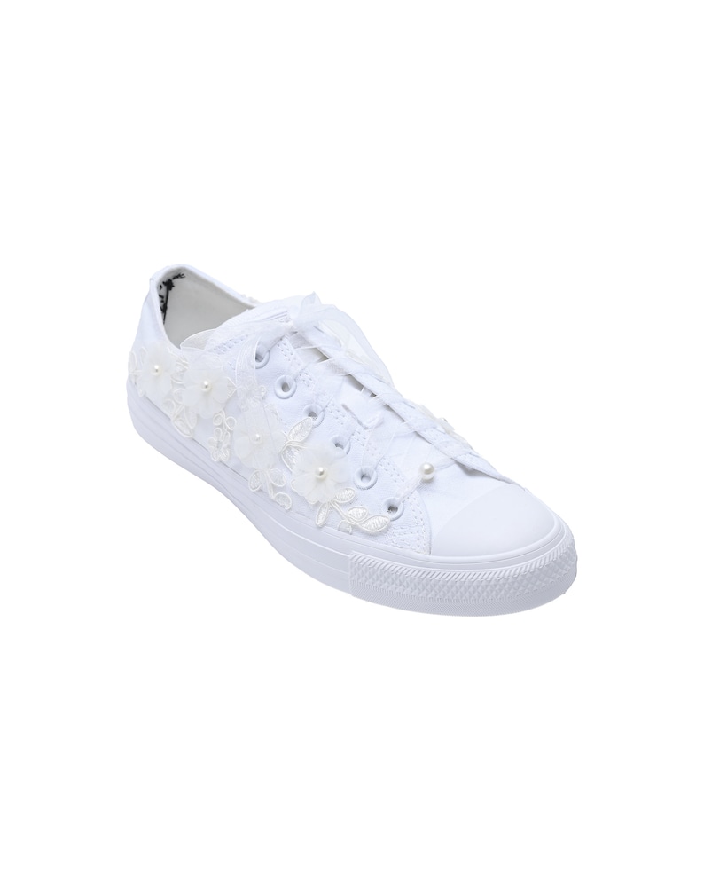 Tênis Converse brancos para casamento, tênis de noiva com renda, tênis ...