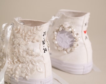 Zapatos de novia bordados Converse para novias, zapatillas de novia personalizadas
