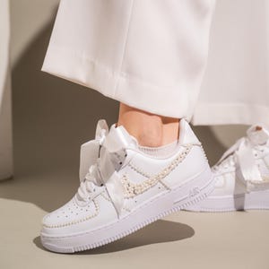 Bridal Air Force 1 Luxury Pearl Sneakers | Bridal Shoes | Wedding Nike | Air Force One Wedding Shoes | Quinceañera Shoes