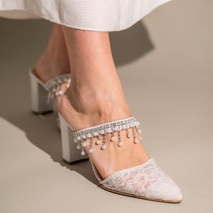 Handmade Floral Lace Wedding Shoes – Comfortable Bridal Shoes Block Heel