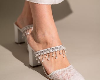 Handgefertigte Brautschuhe aus Spitze – Bequeme Brautschuhe mit Blockabsatz