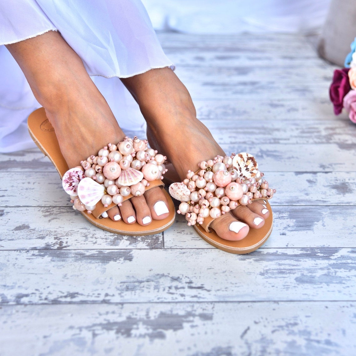 Wedding Sandals Wedding Shoes Pearl Sandals Wedding Leather | Etsy