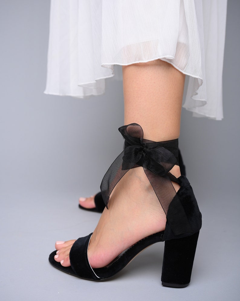 velvet block heel