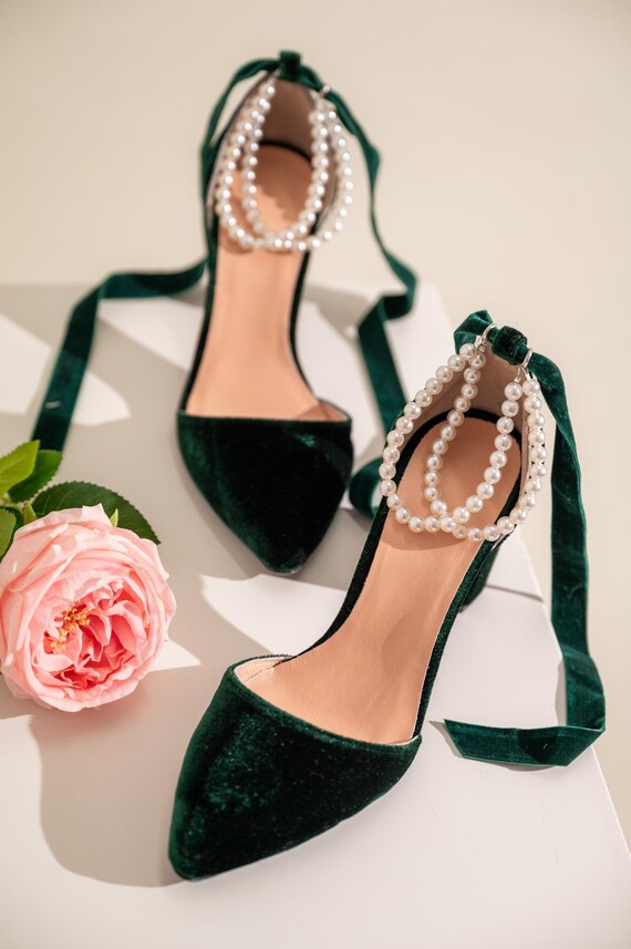 Emerald Green Wedding Shoes, Green Bridal Shoes, High Heel Bridal