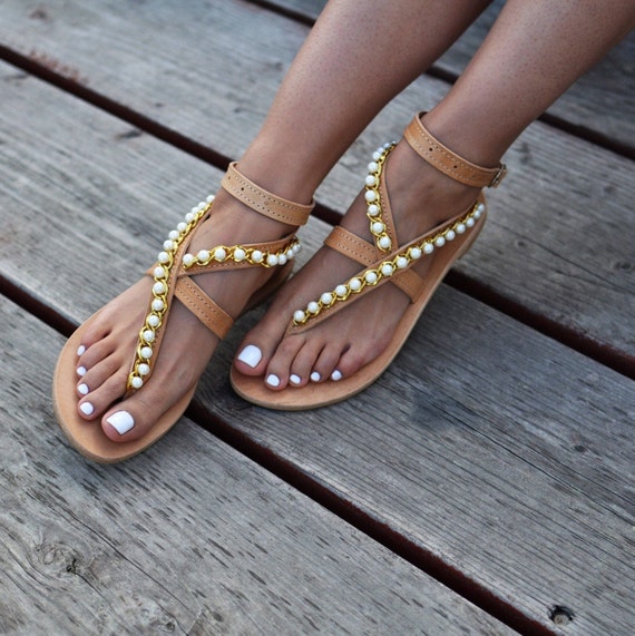 Wedding Sandals calla Greek Sandals Pearl - Etsy