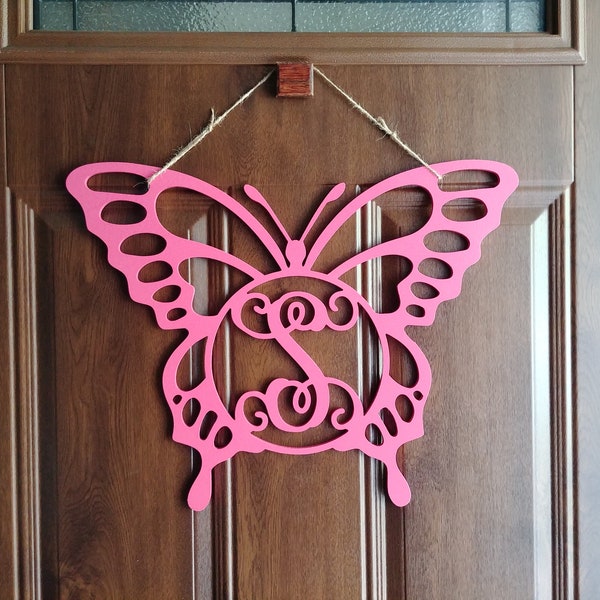 Butterfly Monogram Door Wall Hanger, Personalized Door Sign
