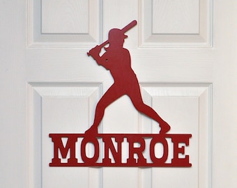 Girls Softball Wall Door Hanging, Personalized Name Custom Sign