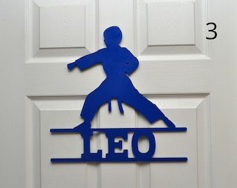 Martial Arts, Karate Wall or Door Hanger, Personalized Name Karate Sign, Kid's Room Gift 2