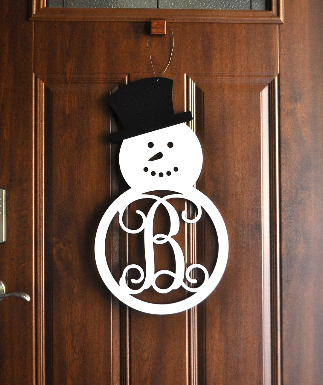 Snowman Door Hanger, Monogram Snowman, Christmas Door Decoration ...