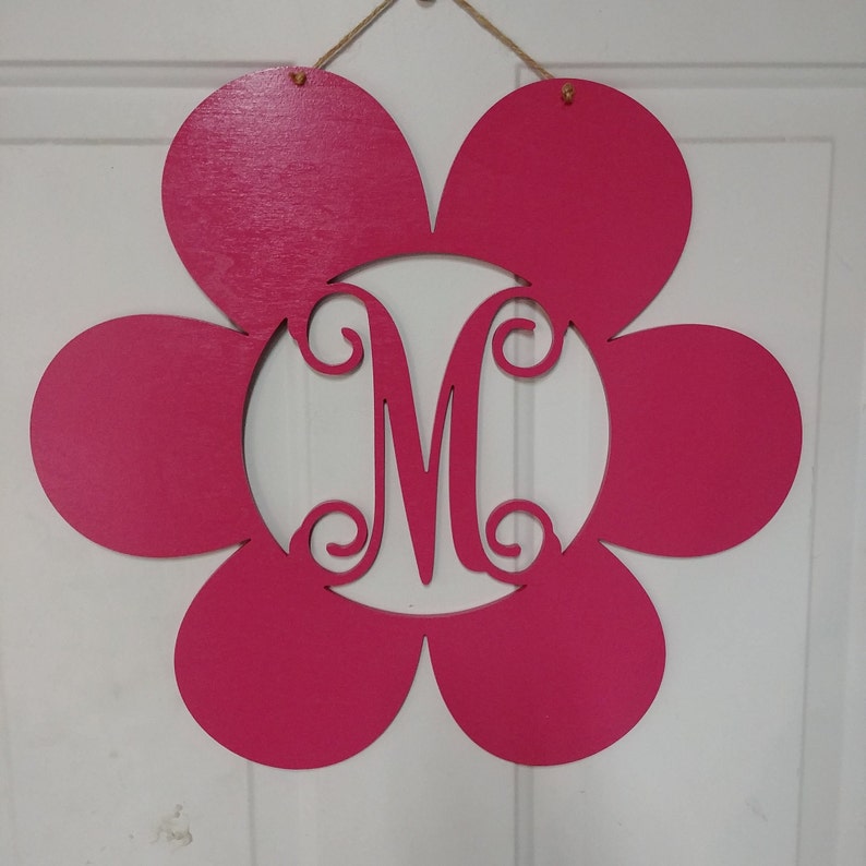 Spring Summer Custom Monogram Flower Door Wall Hanging Etsy