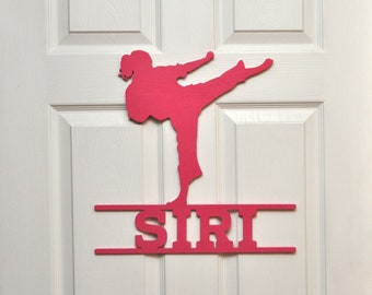 Martial Arts Wall or Door Hanger, As Seen On Chicago PD, Personalized Name Karate Sign, Childs Room Gift