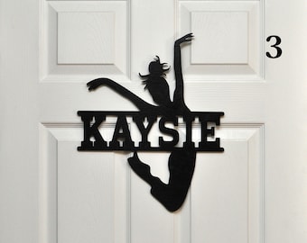 Dance  Door Wall Hanging Dancer Wood Name Personalized 3