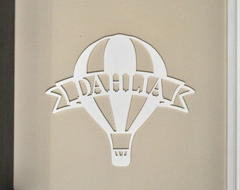 Hot Air Balloon Door Wall Hanger, Child's Room Custom Name Sign, Personalized Gift