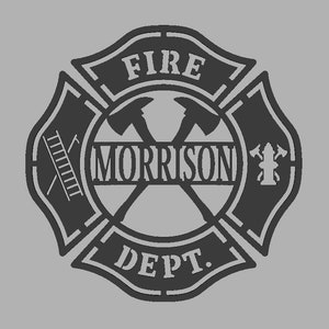 Firefighters Fire Department Maltese Cross  Door Hanger, Fireman Personalized Name Sign
