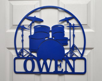 Drummer  Wall Door Hanger,  Personalized Drums Sign