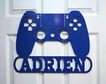 Video Game Controller, Personalized Name Wall Door Hanger, Gamer Kids Room Custom Sign
