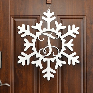 Winter Snowflake Door Hanger, Christmas Decoration, Personalized Snowflake Letter PVC