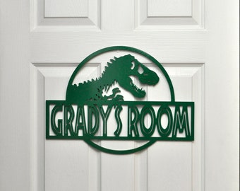 Dinosaur T Rex Kids Room, Name Wall or Door Hanger, Personalized Name Sign, Custom Gift