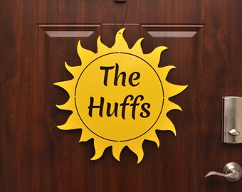 Sun Summer Custom Monogram Name Personalized Wall or Door Hanging