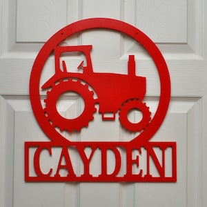 Tractor Name Wall Door Hanger, Personalized Farming Sign, Kids Room Decoration