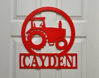 Tractor Name Wall Door Hanger, Personalized Farming Sign, Kids Room Decoration