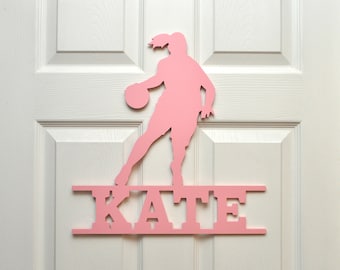 Girls Basketball Personalized Name Wall Door Hanging Custom