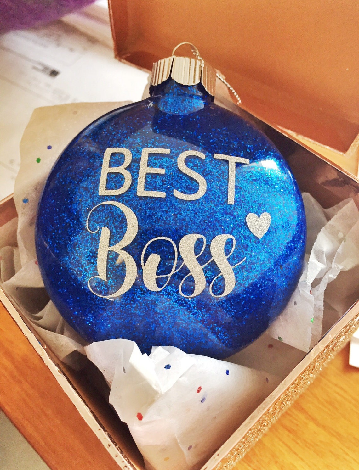 BEST BOSS Ornament Glitter Ornament Gift for Boss Secret Etsy