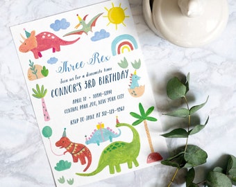 Kid's Dinosaur Party Invitation, Instant Download, Digital Downloadable Template, Boy's Dinosaur Party Stationery, Edit and Print, DINO
