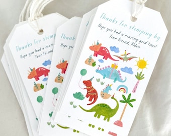 Kid's Dinosaur Party Gift Tags, Instant Download, Digital Downloadable Template, Boy's Dinosaur Gift Tag Party Favor, Edit and Print, DINO