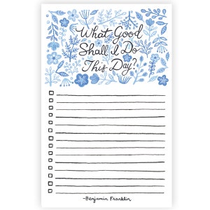 Blue Purple Watercolor Floral Notepad, Inspirational Writing Pad, Encouraging Motivational Stationery Notepad, Floral To Do Writing Pad