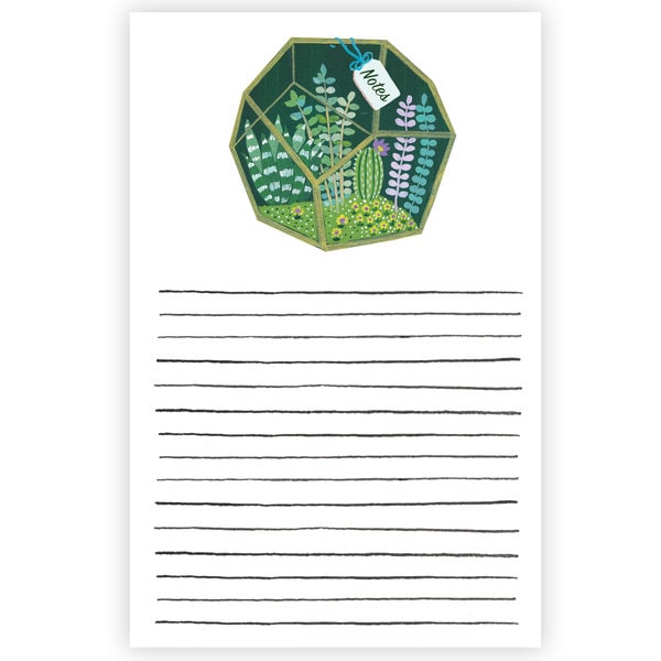 Geometric Terrarium Lined Notepad, Succulent Writing Desk Pad, Houseplant Cactus Notepad, Plant Lover Stationery, Daily Planner Notepad