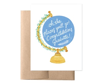 Graduation Globe Card // Graduation Card, Graduation Gift, Mentor Appreciation, College Graduation, High School Grad