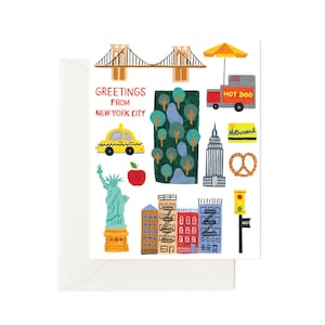 Saludos desde New York City Card // Tarjeta de distancia social, Tarjeta ilustrada de NYC, Tarjeta Cityscape NYC, Papelería diaria