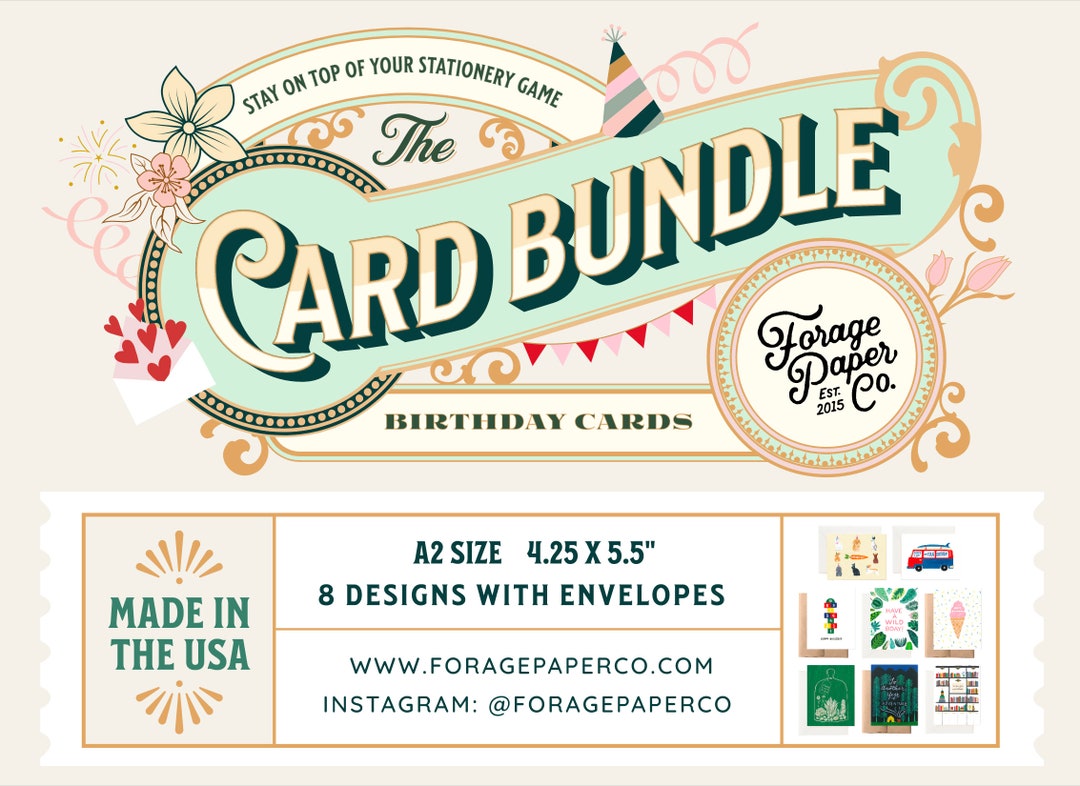 Birthday Card Mixed Variety Pack Set of 8, Set of Birthday Cards