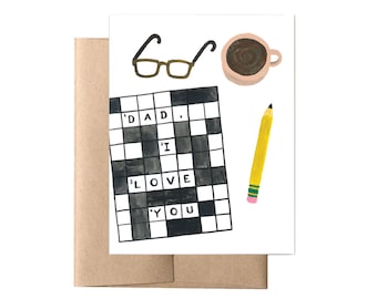 Dad Crossword Father's Day Card, Card for Dad, Dad Card, Funny Card for Dad, Dad Birthday Card, Happy Father's Day Card, Father's Day Gift