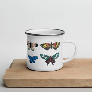 Butterflies Enamel Mug, Housewarming Gift, Mug Birthday Gift, Gift Under 30, Teacher Gift, Cozy Holiday Mug, CUP image 2