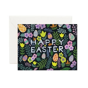 Floral Easter Card Spring Flowers and Easter Eggs, Happy Easter Basket Card, Floral Easter Card, Spring Card, Easter Floral Card