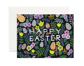 Floral Easter Card Spring Flowers and Easter Eggs, Happy Easter Basket Card, Floral Easter Card, Spring Card, Easter Floral Card
