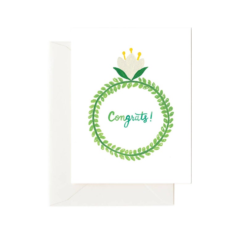 Engagement Wedding Card // Flower Ring, Happy Engagement, Card for Bridal Shower, You're Engaged Card, Engagement Ring image 1