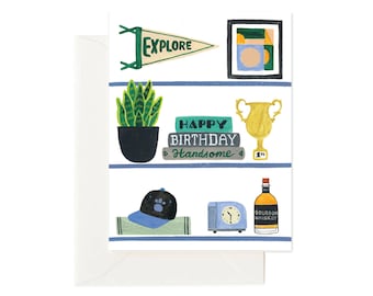 Tarjeta de feliz cumpleaños guapo, tarjeta para marido, tarjeta de cumpleaños de marido, tarjeta de novio, tarjeta de cumpleaños para hermano