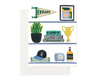 Happy Birthday Handsome Card, Card for Husband, Husband Birthday Card, Boyfriend Card, Bday Card for Brother