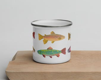 Custom Trout Enamel Mug