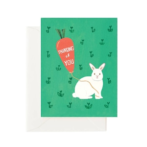 Thinking of You Bunny Rabbit Card // Carte de distanciation sociale, carte de sympathie, carte Get Well Soon, carte Feel Better