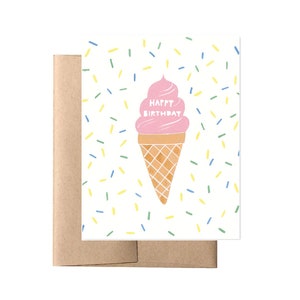 Biglietto di compleanno del cono gelato // Sprinkle Ice Cream Card, Gelato Compleanno, Dessert Card, Biglietto di auguri, Gelato