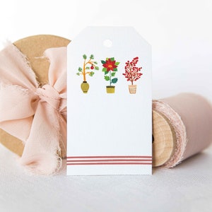 Ensemble d’étiquettes cadeaux de plantes de Noël, étiquette cadeau de Noël, étiquette cadeau de Noël, coffrets cadeaux, étiquette cadeau d’hiver suspendue, ensemble de 10 étiquettes cadeaux
